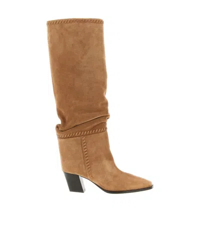 Jimmy Choo Hart Stitch Knee Boots In Brown