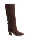 Jimmy Choo Hart Stitch 60 Suede Knee-high Boots In Brown