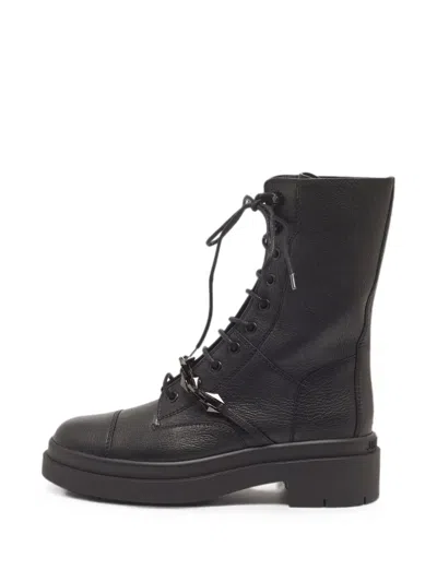 Pre-owned Jimmy Choo Hatcher Lace-up Combat Boots In Black