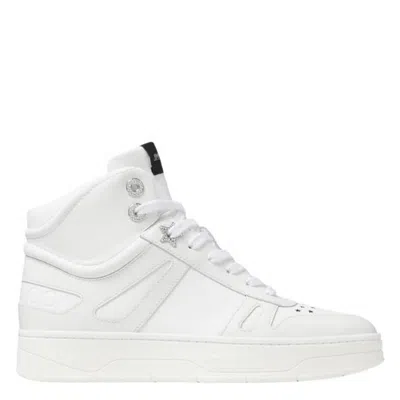 Jimmy Choo Hawaii High Top Leather Sneakers In White