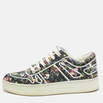 Pre-owned Jimmy Choo Hawaii/f Size 38 Multicolor Fabric Print Floral Low Top Sneakers