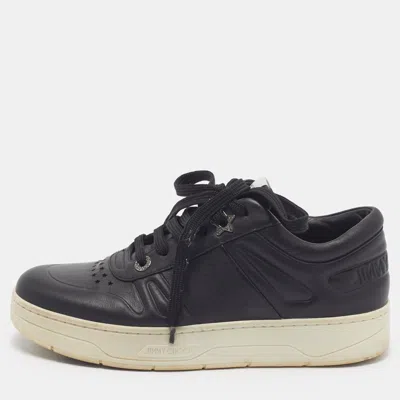 Pre-owned Jimmy Choo Hawaii/f Size 38.5 Black Leather Sneakers