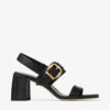 Jimmy Choo Hawke Leather Buckle Slingback Sandals In Black