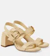 Jimmy Choo Hawke Leather Buckle Slingback Sandals In Beige