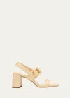 JIMMY CHOO HAWKE LEATHER BUCKLE SLINGBACK SANDALS