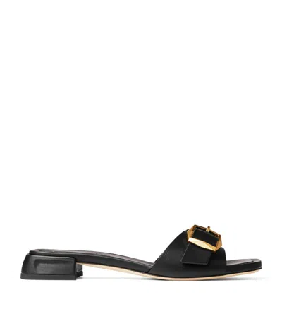 Jimmy Choo Hawke Buckled Leather Slides In Black