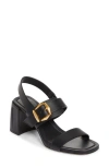 Jimmy Choo Hawke Leather Buckle Slingback Sandals In Black/gold