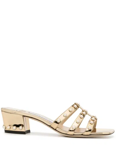 Jimmy Choo Hazal 85mm Heeled Sandals In Gold