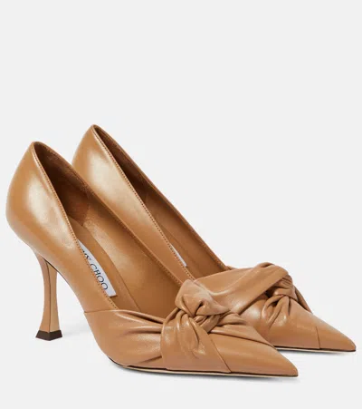 Jimmy Choo Hedera 90 Leather Pumps In Beige