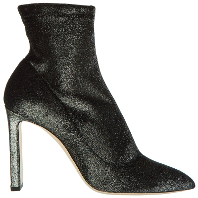 Pre-owned Jimmy Choo Heeled Ankle Boots Women Louella 100 Louella Anthracite Block Heel In Gray