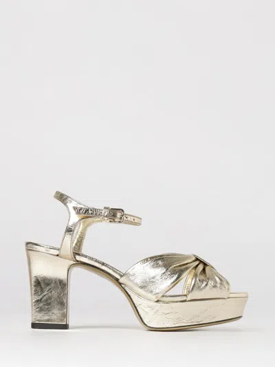 Jimmy Choo Heloise 80 Metallic Leather Platform Sandals In Gold