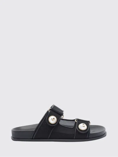 Jimmy Choo Women Black Fayence Leather Sandals, 5.5 Luxury Sandals & Floaters For Women Darveys