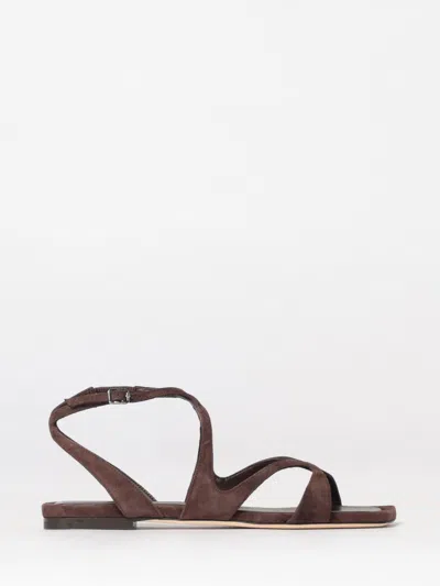 Jimmy Choo Ayla Brown Sandals With Square Toe And Ankle Buckle Closure In Suede Woman