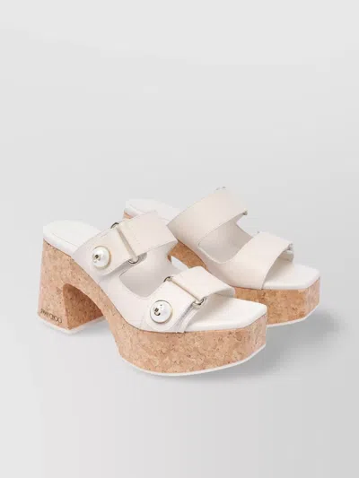 Jimmy Choo Heeled Sandals With Pearl Logo Buttons In Multi