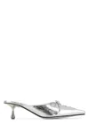 Jimmy Choo 50mm Scarlett Lace-up Pointed-toe Mules In Silver