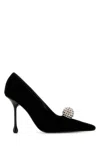 Jimmy Choo Orb 50 Crystal-embellished Velvet Pumps In Black