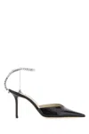 Jimmy Choo Saeda 100 Bbg Pump Glitter Platinum In Black