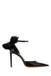 Jimmy Choo Marja 100 Pumps Decorative Bow Glossy In Black