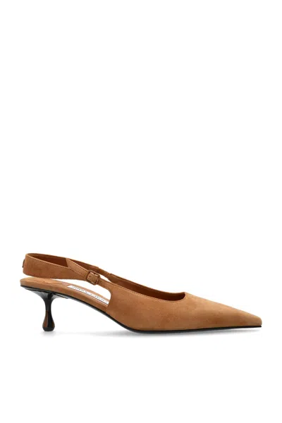 Jimmy Choo Amel 50 Suede Slingback Pumps In Brown