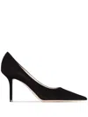 Jimmy Choo Romy 85 Spitze Pumps Aus Schwarzem Leder Mit Eidechsen-print In Black