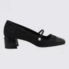 Jimmy Choo Glittered Leather Pearl Square Pumps In Black