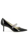 Jimmy Choo Bing 65mm Crystal-embellished Patent-leather Pumps In Black
