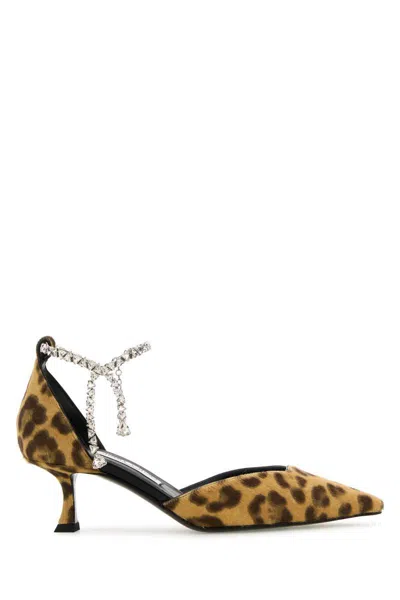 Jimmy Choo Stevie 50 Leather Leopard Print Pumps In Beige