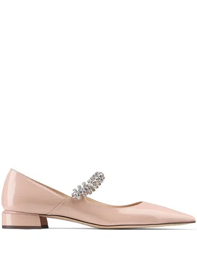 Jimmy Choo Bing Patent Crystal-strap Ballerina Flats In Macaron