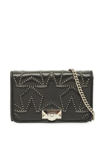 Pre-owned Jimmy Choo Helia Star-studded Shoulder Bag In Black