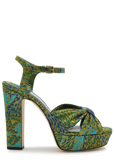 Jimmy Choo Heloise 120 Brocade Platform Sandals In Green