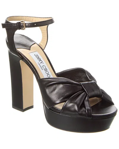 Jimmy Choo Heloise 120 Leather Platform Sandal In Black