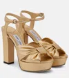 Jimmy Choo 120mm Heloise Metallic Leather Sandals In Gold