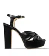 Jimmy Choo Heloise 120 Platform Sandals In Nappa Leather In Black