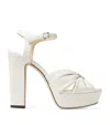 Jimmy Choo Heloise Glittered Platform Sandals In White