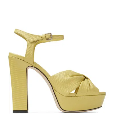 Jimmy Choo Heloise 120 Leather Sandals In Sunbleached Yellow