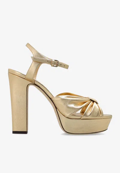 Jimmy Choo Heloise 120 Metallic Nappa Leather Platform Sandals In Gold