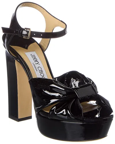Jimmy Choo Heloise 120 Patent Platform Sandal In Black