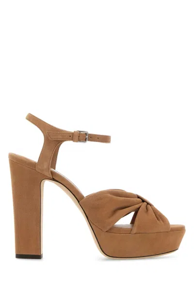 Jimmy Choo Heloise 120 Platform Heel In Beige