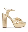 Jimmy Choo Heloise Metallic Ankle-strap Platform Sandals In Gold