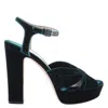 Jimmy Choo Heloise 120 Velvet Peep-toe Platform Pumps In Green
