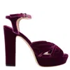 Jimmy Choo Heloise 120mm Velvet Platform Sandals In Red