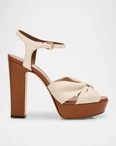 Jimmy Choo Heloise 120 Vacchetta Ankle-strap Platform Sandals In Neutral