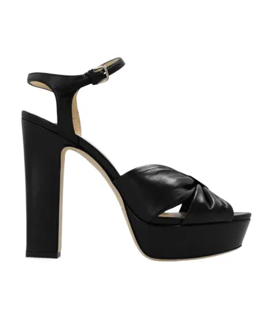 Jimmy Choo Heloise 120mm Leather Sandals In Black