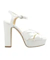 Jimmy Choo Heloise Glittered Platform Sandals In White