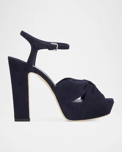 Jimmy Choo Heloise 120mm Suede Platform Sandals In Blue