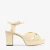 Jimmy Choo Heloise 80 Shimmer Suede Platform Sandals In Yellow