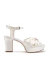 Jimmy Choo Heloise Satin Platform Sandals In White