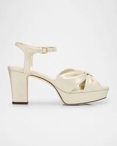 Jimmy Choo Heloise 80 Shimmer Suede Platform Sandals In Neutral