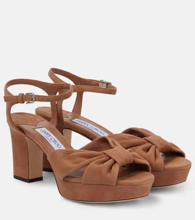 Jimmy Choo Heloise 80 Suede Platform Sandals
