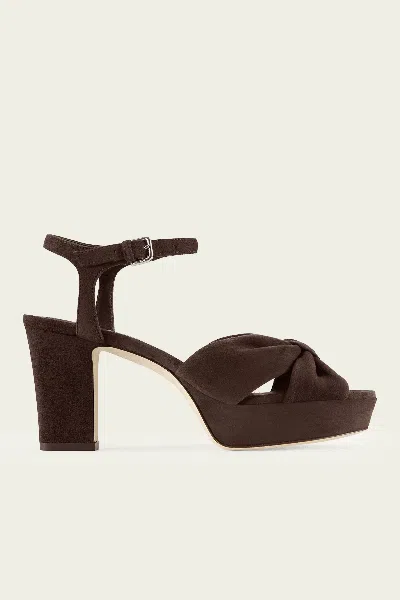 Jimmy Choo Heloise 80 Suede Platform Sandals In Chocolate In Brown